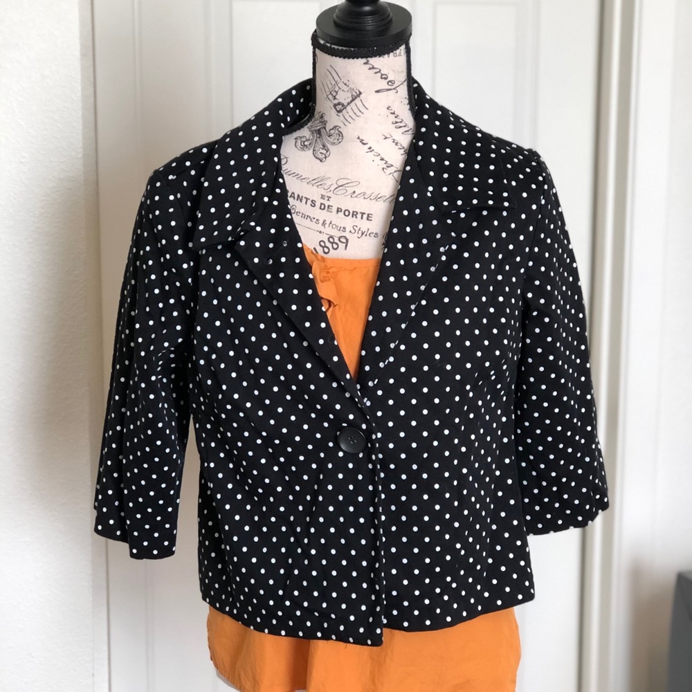 Dress barn jacket black/white polka dots size M